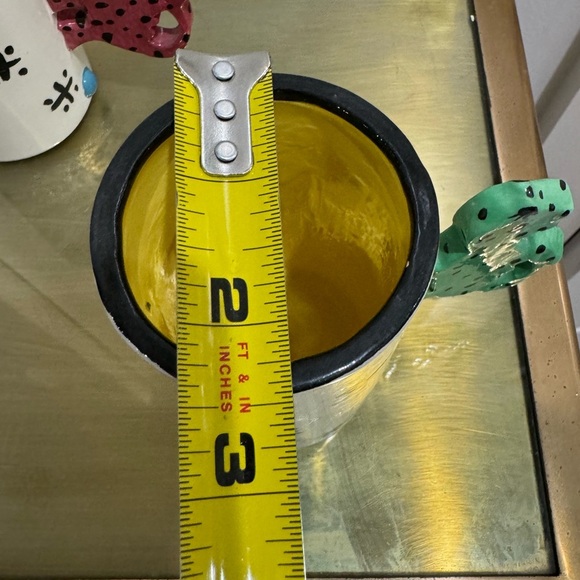 VINTAGE Mugs Black&White Stripe With Dog Handle Signed R Terrell - Picture 10 of 12